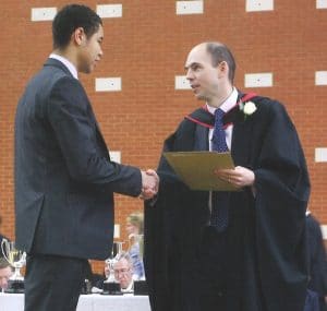 Piers receiving an award at Commem 2013